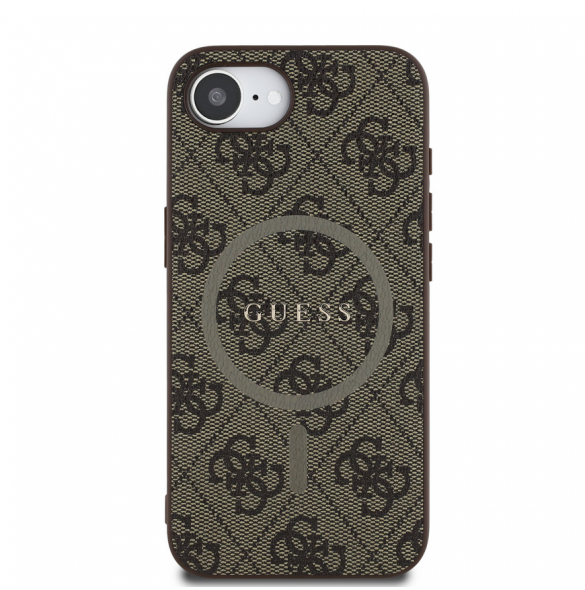 Guess PU Leather 4G Colored Ring MagSafe Fodral för iPhone 16e Brun