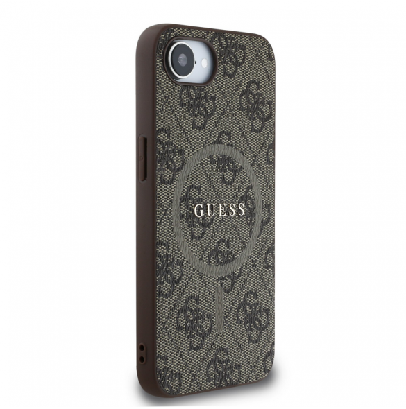Guess PU Leather 4G Colored Ring MagSafe Fodral för iPhone 16e Brun