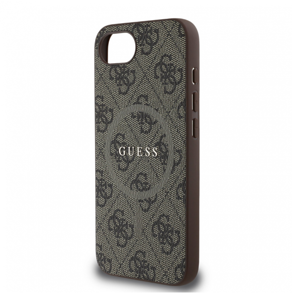 Guess PU Leather 4G Colored Ring MagSafe Fodral för iPhone 16e Brun
