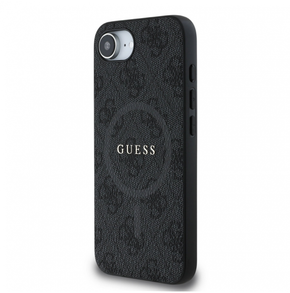 Guess PU Leather 4G Colored Ring MagSafe Fodral för iPhone 16e Svart