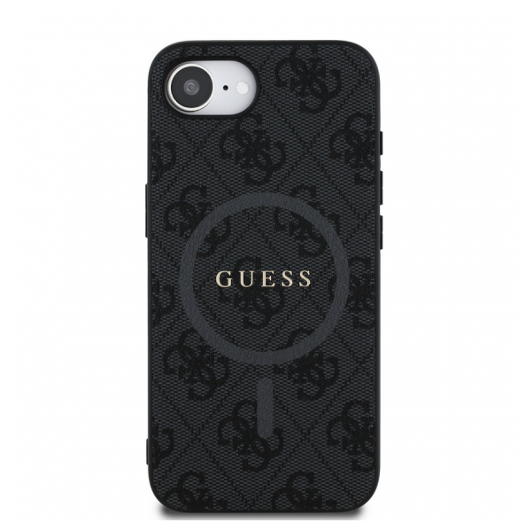 Guess PU Leather 4G Colored Ring MagSafe Fodral för iPhone 16e Svart