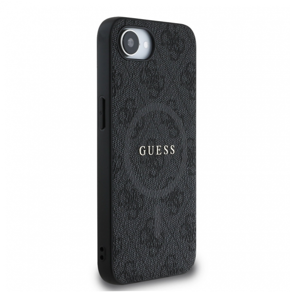 Guess PU Leather 4G Colored Ring MagSafe Fodral för iPhone 16e Svart