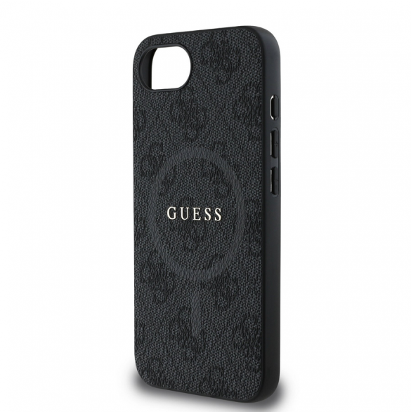 Guess PU Leather 4G Colored Ring MagSafe Fodral för iPhone 16e Svart