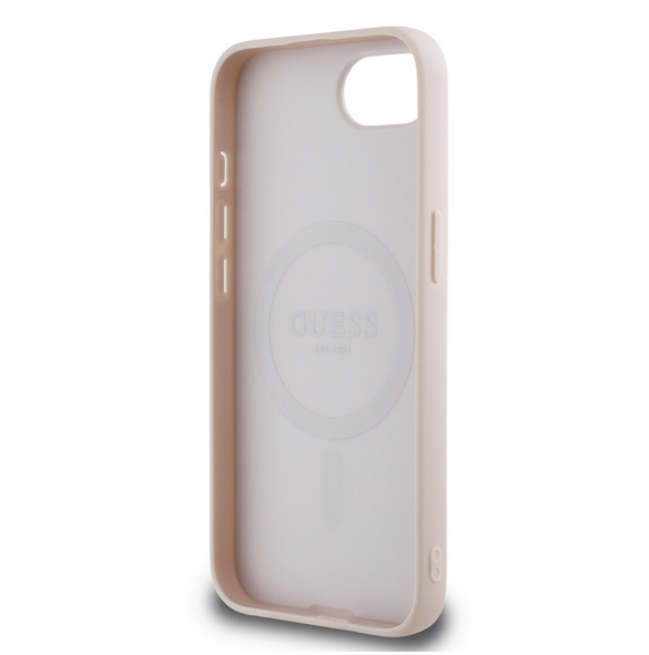 Guess PU Grained Classic Logo MagSafe Fodral för iPhone 16e Rosa