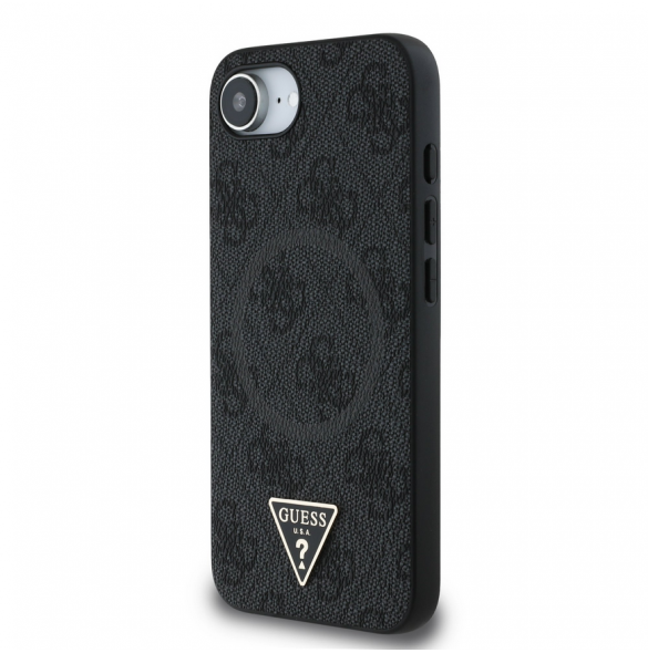 Guess PU 4G Strass Triangle Metal Logo Fodral till iPhone 16e Svart