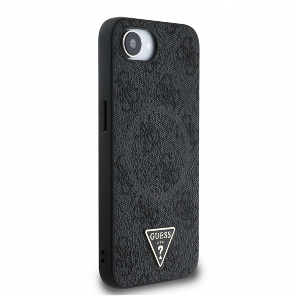 Guess PU 4G Strass Triangle Metal Logo Fodral till iPhone 16e Svart