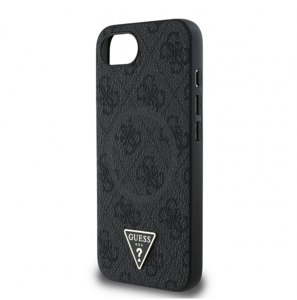 Guess PU 4G Strass Triangle Metal Logo Fodral till iPhone 16e Svart