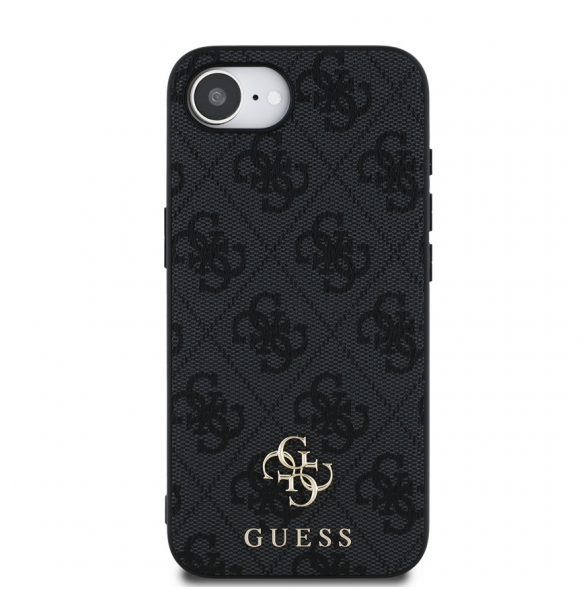 Guess PU 4G Small Metal Logo MagSafe Fodral för iPhone 16e Grå