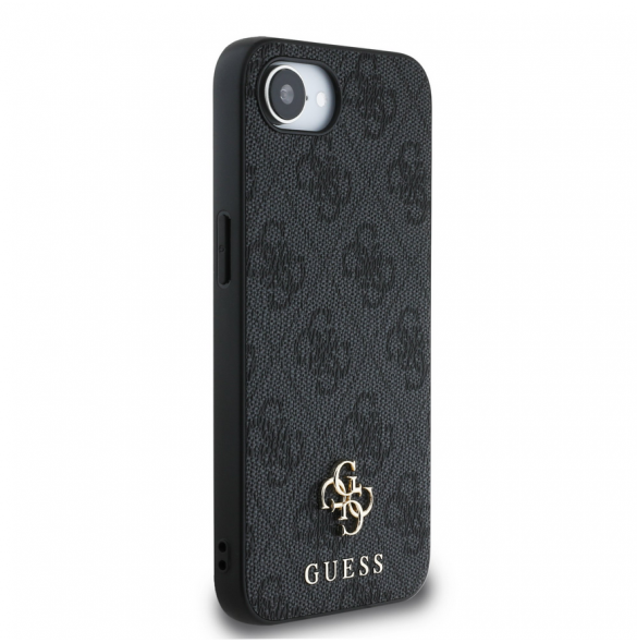 Guess PU 4G Small Metal Logo MagSafe Fodral för iPhone 16e Grå