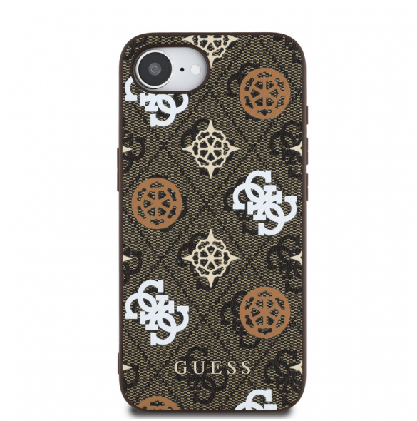 Guess PU 4G Peony MagSafe Fodral till iPhone 16e Brun