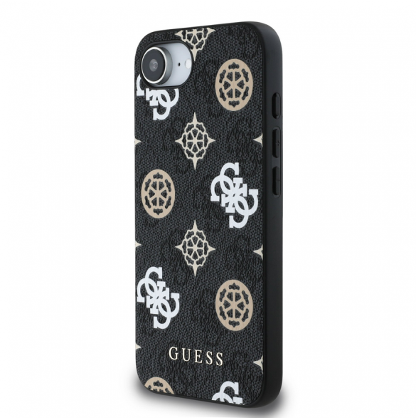 Guess PU 4G Peony MagSafe Fodral för iPhone 16e Svart