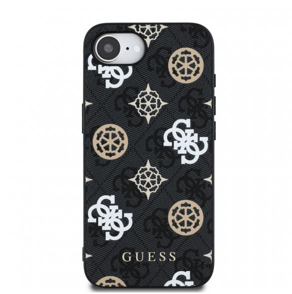 Guess PU 4G Peony MagSafe Fodral för iPhone 16e Svart