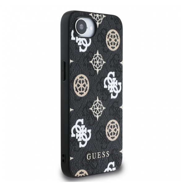 Guess PU 4G Peony MagSafe Fodral för iPhone 16e Svart