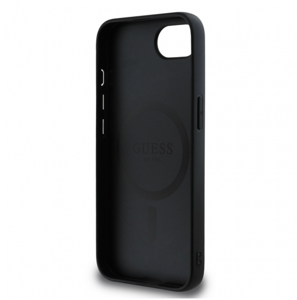 Guess PU 4G Peony MagSafe Fodral för iPhone 16e Svart