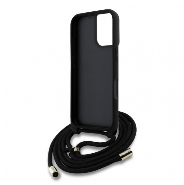 Guess PU 4G Metal Logo Crossbody Strap Fodral till iPhone 16 Svart