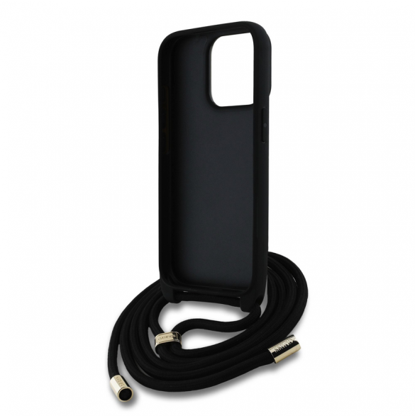 Guess PU 4G Metal Logo Crossbody Strap Fodral för iPhone 15 Pro Max Svart