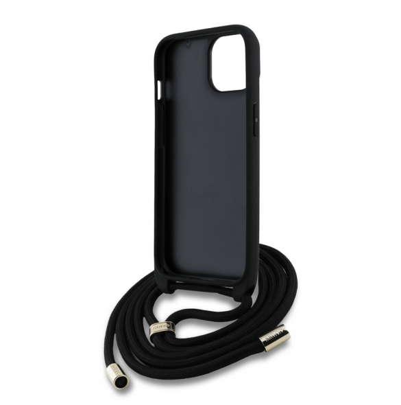 Guess PU 4G Metal Logo Crossbody Strap Fodral till iPhone 15 Svart