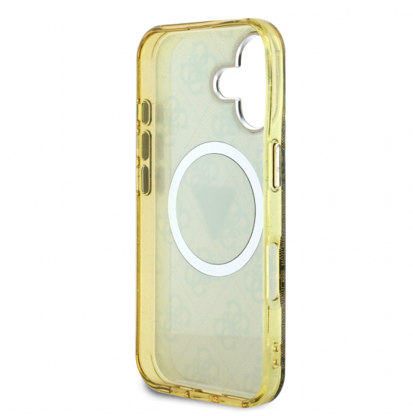 Guess IML 4G Glitter och Triangle Logo MagSafe Fodral för iPhone 16 Brun
