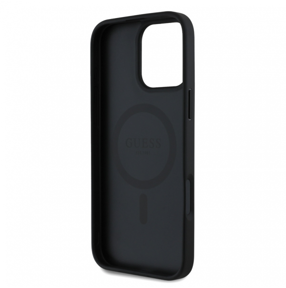 Guess PU Grained Magnolia MagSafe Fodral för iPhone 16 Pro Svart