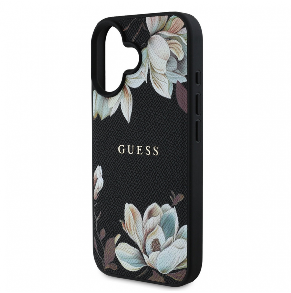 Guess PU Grained Magnolia MagSafe Fodral till iPhone 16 Svart
