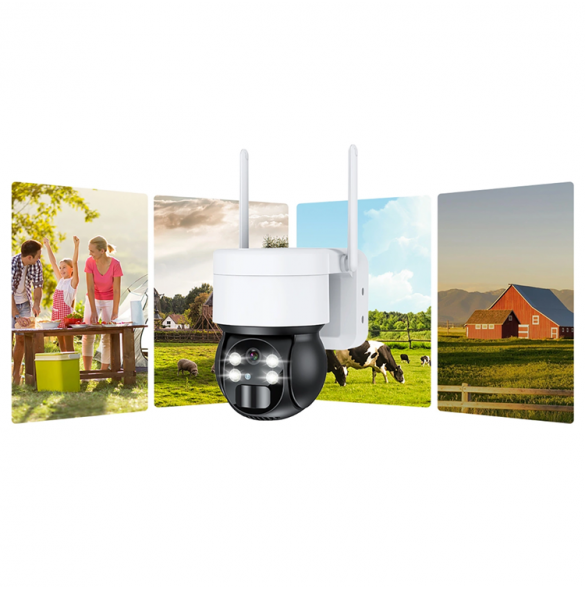 Choetech ASC006-WF solcellsdriven intelligent PTZ WiFi-kamera med 5W solpanel - vit