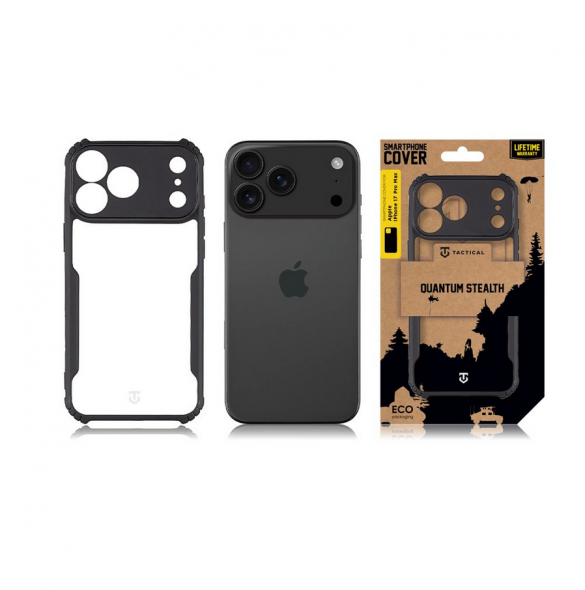 Tactical Quantum Stealth Kryt pro Apple iPhone 17 Pro Max Clear/Black