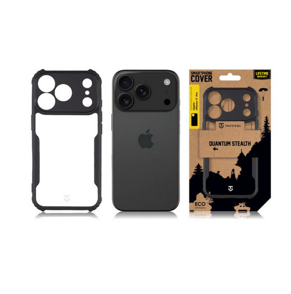 Tactical Quantum Stealth Kryt pro Apple iPhone 17 Pro Clear/Black