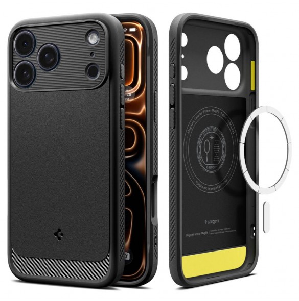 Spigen Rugged Armor Mag MagSafe-skal till iPhone 17 Pro – Mattsvart