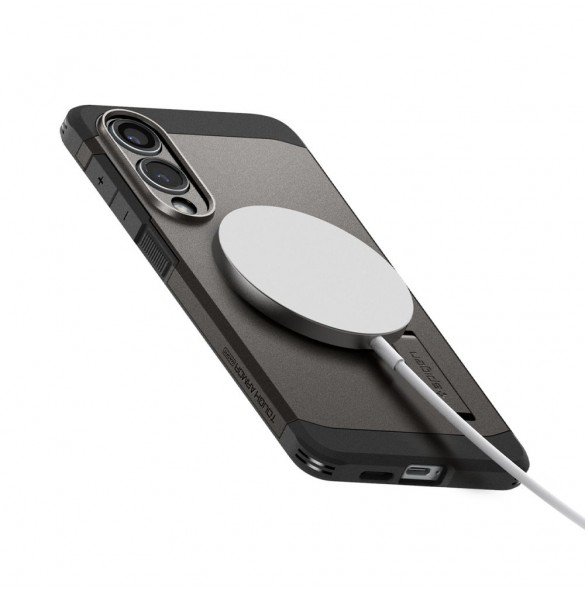 Spigen Tough Armor MagSafe-skal till Samsung Galaxy S25 Edge - Grå/Svart