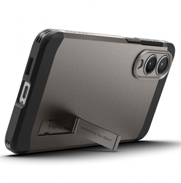 Spigen Tough Armor MagSafe-skal till Samsung Galaxy S25 Edge - Grå/Svart
