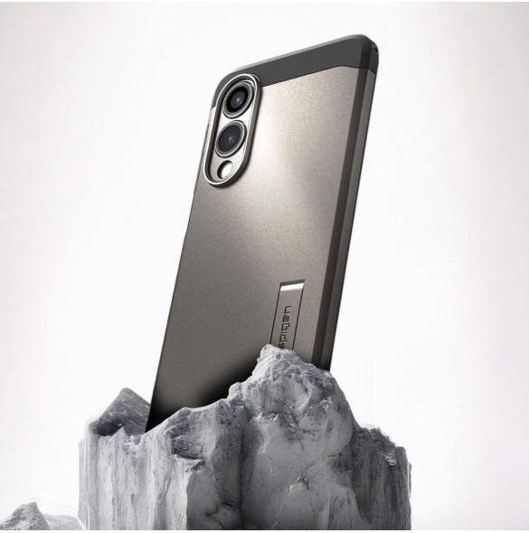 Spigen Tough Armor MagSafe-skal till Samsung Galaxy S25 Edge - Grå/Svart