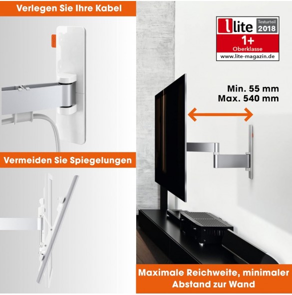 Vogel's WALL 3345 - TV-väggfäste för 40-65 tums TV, väggfäste, vridbart och lutbart upp till 180°, universell kompatibilitet