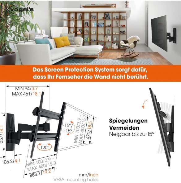Vogel's WALL 3250 framåtvänd 120° TV-väggfäste 32-55 tum, svart
