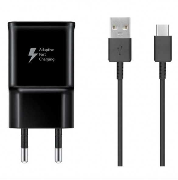 Samsung EP-TA200EBE USB-A 15W väggladdare med EP-DR140ABE USB-A - USB-C-kabel - svart