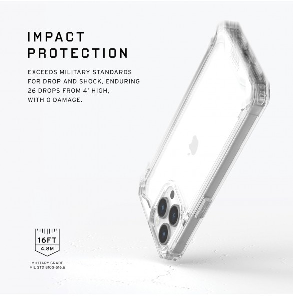 URBAN ARMOR GEAR UAG Skyddsskal för iPhone 15 Pro Max,Plyo Ice Rugged - Transparent