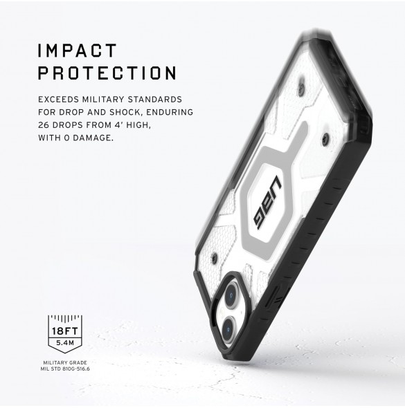 URBAN ARMOR GEAR Pathfinder-skal kompatibelt med iPhone 15 Plus - Ice (114357113131)