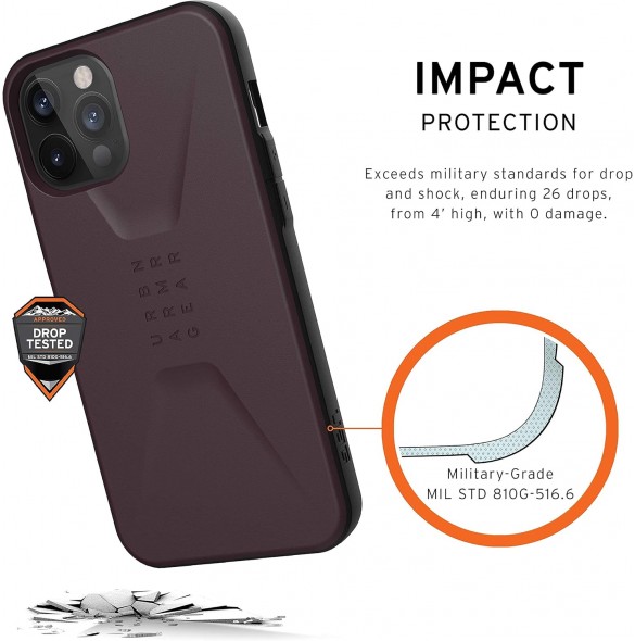 Urban Armor Gear Civilian-skal till Apple iPhone 12 Pro Max– skyddande skal – lila (aubergine) 11236D114949