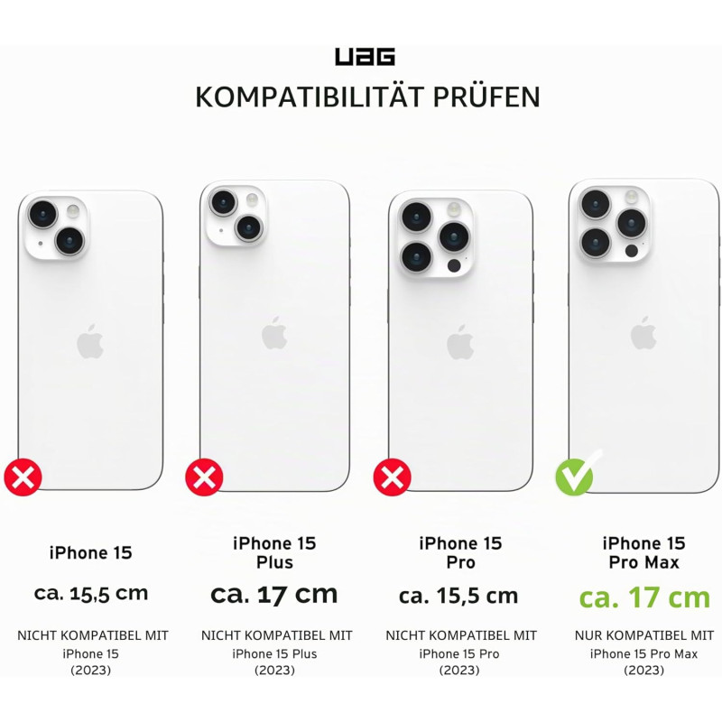 URBAN ARMOR GEAR UAG-skal kompatibelt med iPhone 15 Pro Max, Plyo Ash