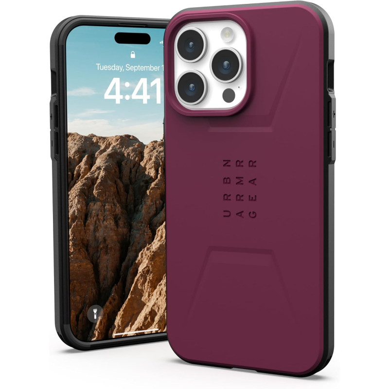 URBAN Armor Gear UAG [Uppdaterad version] Skal Kompatibelt med iPhone 15 Pro Max Skal  Civil Bordeaux