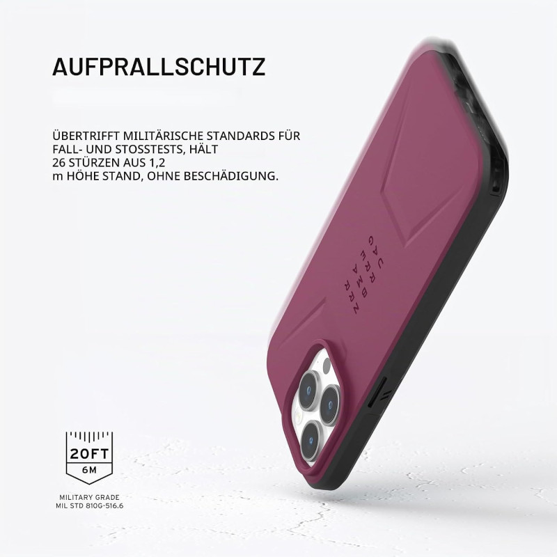URBAN Armor Gear UAG [Uppdaterad version] Skal Kompatibelt med iPhone 15 Pro Max Skal  Civil Bordeaux