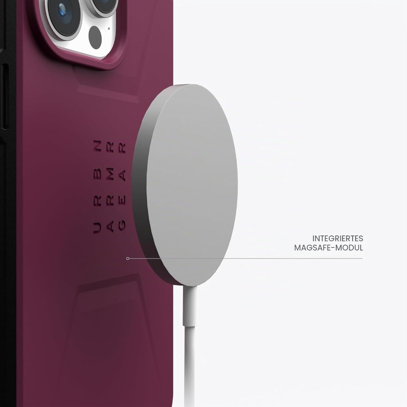 URBAN Armor Gear UAG [Uppdaterad version] Skal Kompatibelt med iPhone 15 Pro Max Skal  Civil Bordeaux