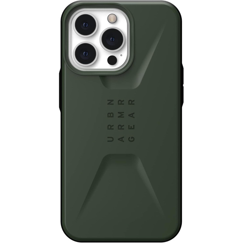 Urban Armor Gear Civilian-skal kompatibelt med Apple iPhone 13 Pro, fallsäkert mobiltelefonskal, Olivgrön