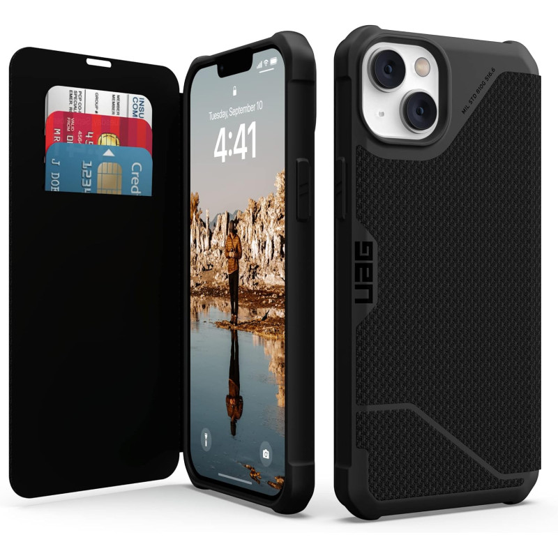 Urban Armor Gear Metropolis Folio-skal kompatibelt med Apple iPhone 14 Plus - Kevlar svart