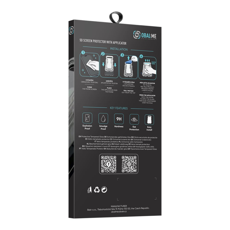 OBAL:ME 5D Glass Screen Protector with Applicator for Apple iPhone 17/17 Pro/18 Pro Black