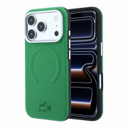 Lacoste PVC Petit Pique Semi Wrap Embossed MagSafe Case for iPhone 18 Pro Max Estragon