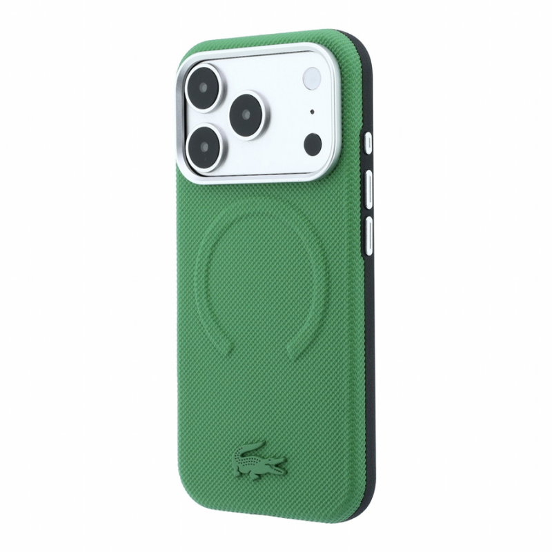 Lacoste PVC Petit Pique Semi Wrap Embossed MagSafe Case for iPhone 18 Pro Max Estragon