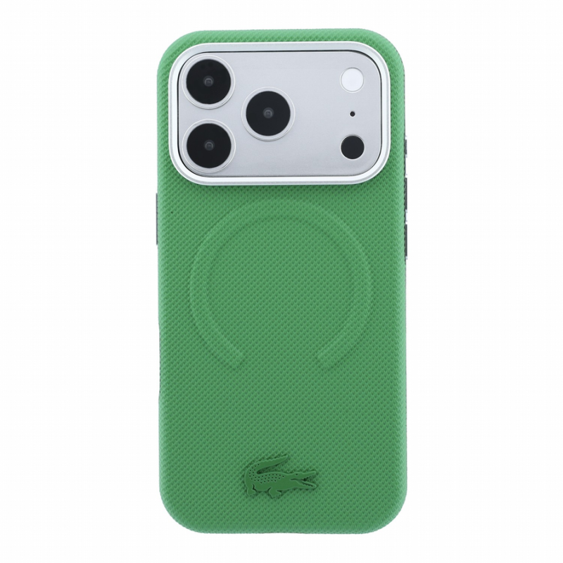 Lacoste PVC Petit Pique Semi Wrap Embossed MagSafe Case for iPhone 18 Pro Max Estragon