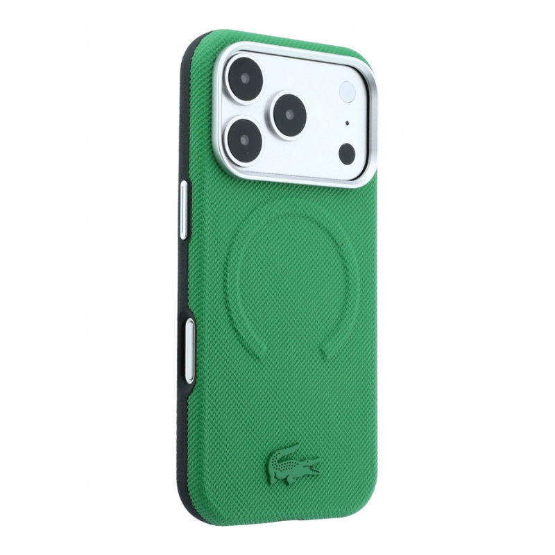 Lacoste PVC Petit Pique Semi Wrap Embossed MagSafe Case for iPhone 18 Pro Max Estragon