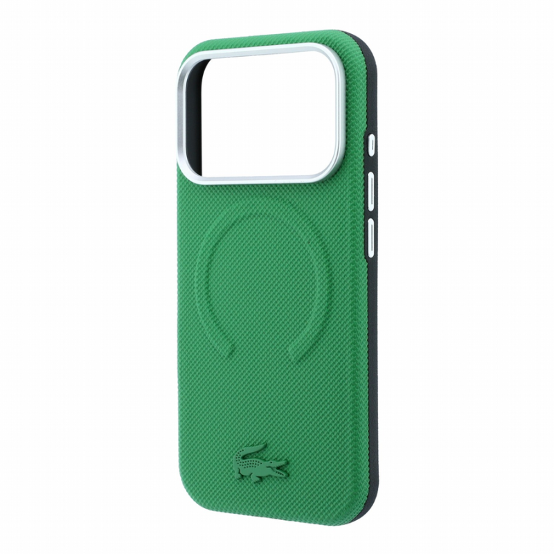Lacoste PVC Petit Pique Semi Wrap Embossed MagSafe Case for iPhone 18 Pro Max Estragon