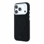 Lacoste PVC Petit Pique Semi Wrap Embossed MagSafe Case for iPhone 18 Pro Max Black